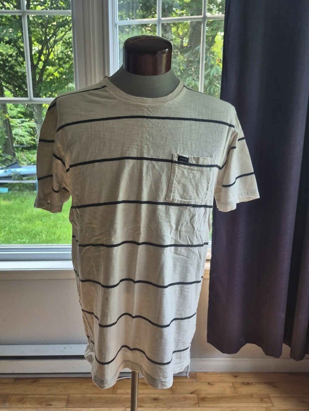 Rip Curl Cream and Black Striped Pocket Tee